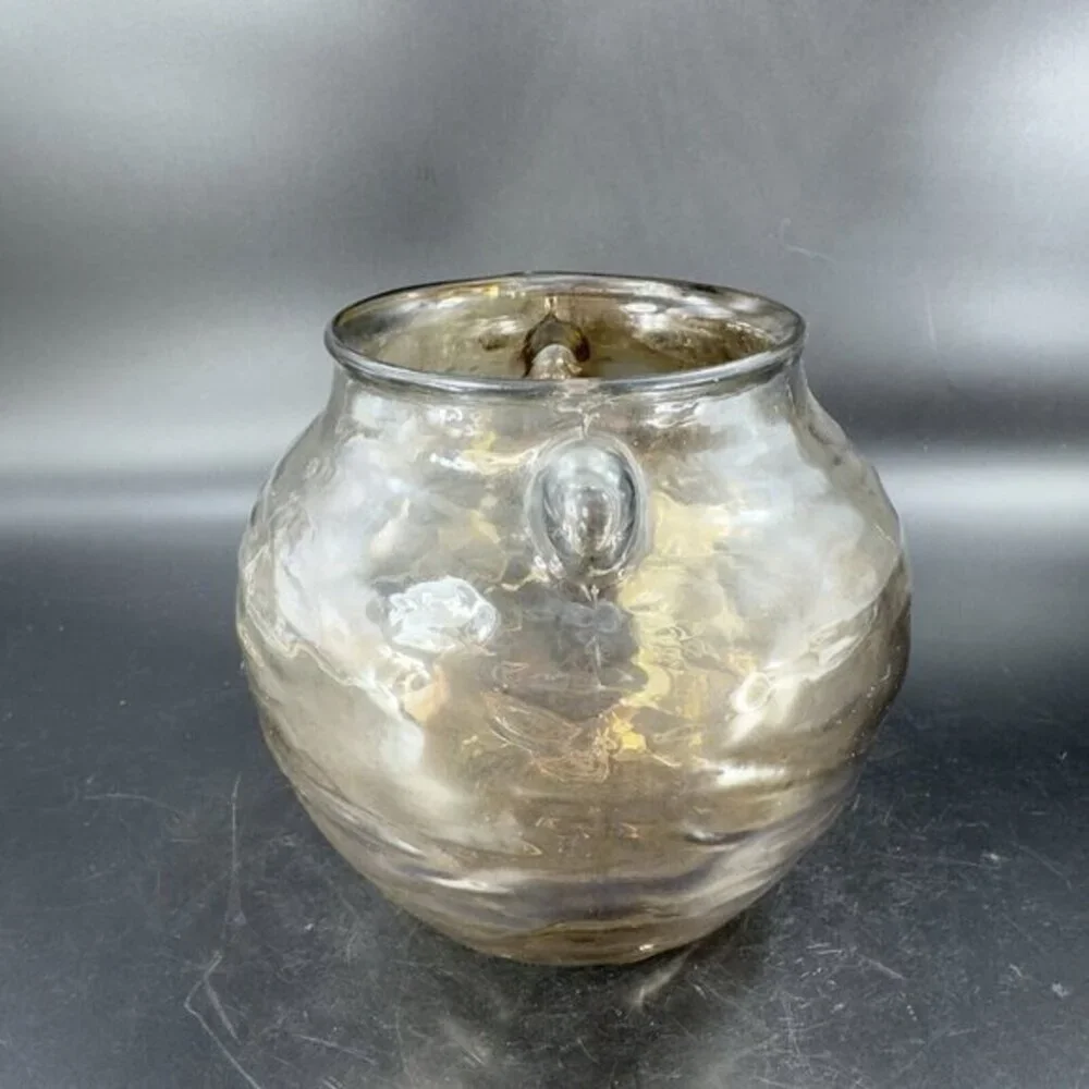 Anthropologie Capricio Art Glass‎ Round Bottom Vase With Small Handles W Sticker